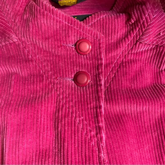 Vintage Electre Paris Corduroy trench coat pink belted coat fushia pink - Picture 11 of 12